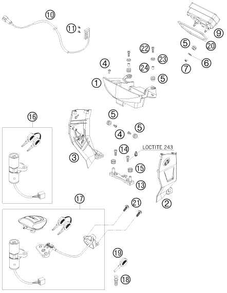 Sprängskiss: Instruments / Lock System – KTM 950 SUPERMOTO R 2008