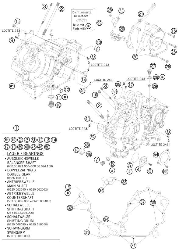 Sprängskiss: Engine Case – KTM 950 SUPER ENDURO R 2008