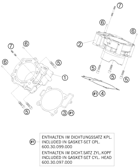 Sprängskiss: Cylinder – KTM 950 SUPER ENDURO R 2008