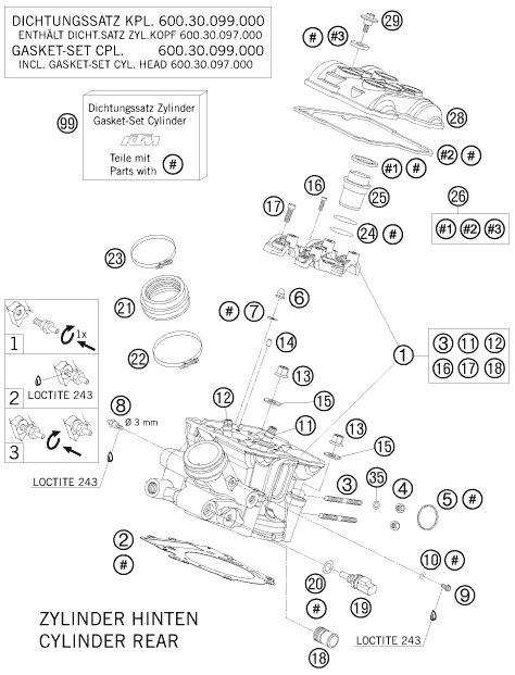 Sprängskiss: Cylinder Head Rear – KTM 950 SUPER ENDURO R 2008