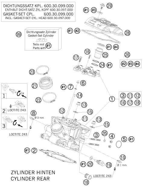 Sprängskiss: Cylinder Head Rear – KTM 950 SUPER ENDURO R 2008