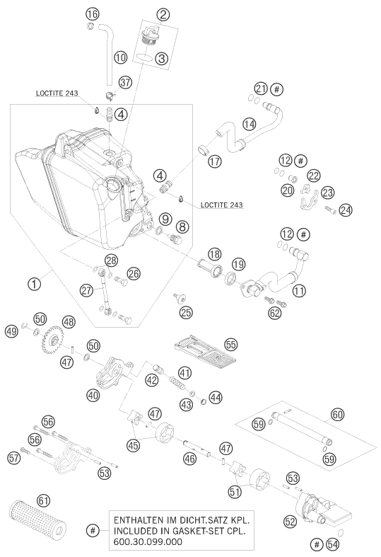 Sprängskiss: Lubricating System – KTM 990 SUPERMOTO ORANGE 2008