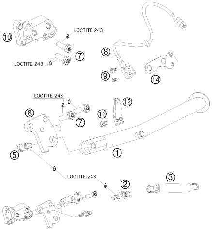 Sprängskiss: Side / Center Stand – KTM 990 SUPERMOTO ORANGE 2008