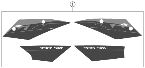 Sprängskiss: Decal – KTM 990 SUPERMOTO BLACK 2008