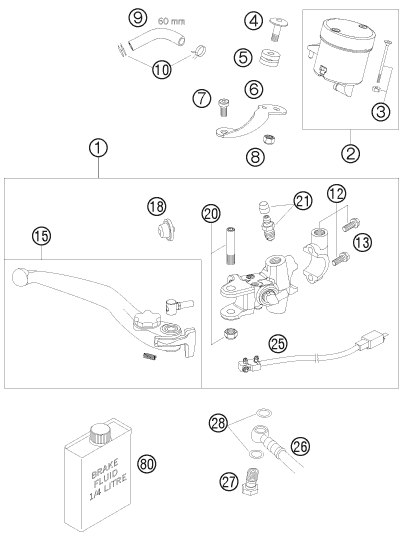 Sprängskiss: Front Brake Control – KTM 990 SUPERMOTO ORANGE 2008