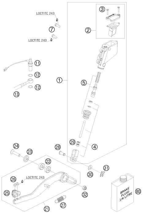 Sprängskiss: Rear Brake Control – KTM 990 SUPERMOTO ORANGE 2008