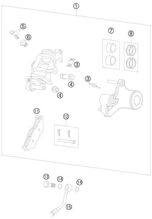 Sprängskiss: Rear Brake Caliper – KTM 990 SUPERMOTO ORANGE 2008