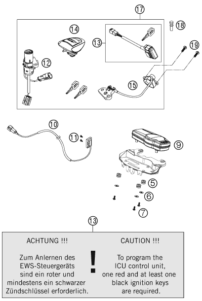 Sprängskiss: Instruments / Lock System – KTM 990 SUPERMOTO ORANGE 2009