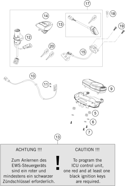 Sprängskiss: Instruments / Lock System – KTM 990 SUPERMOTO ORANGE 2008