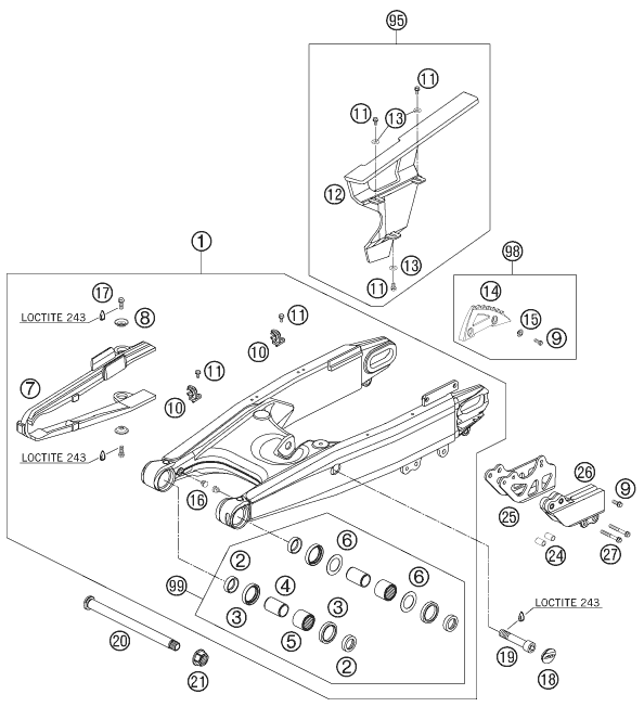 Sprängskiss: Swing Arm – KTM 950 SUPER ENDURO R 2008