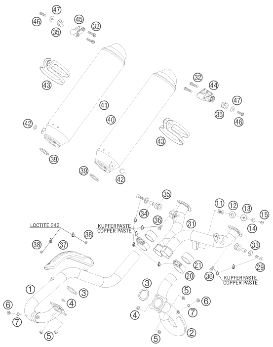 Sprängskiss: Exhaust System – KTM 950 SUPER ENDURO R 2008