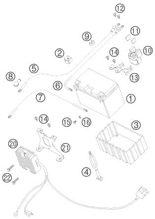 Sprängskiss: Battery – KTM 950 SUPER ENDURO R 2008