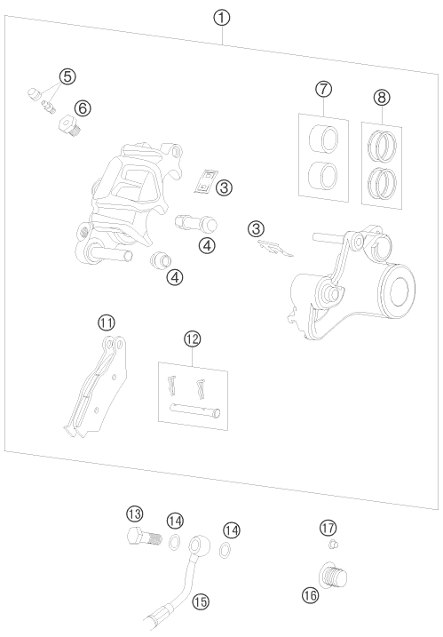 Sprängskiss: Rear Brake Caliper – KTM 950 SUPER ENDURO R 2008