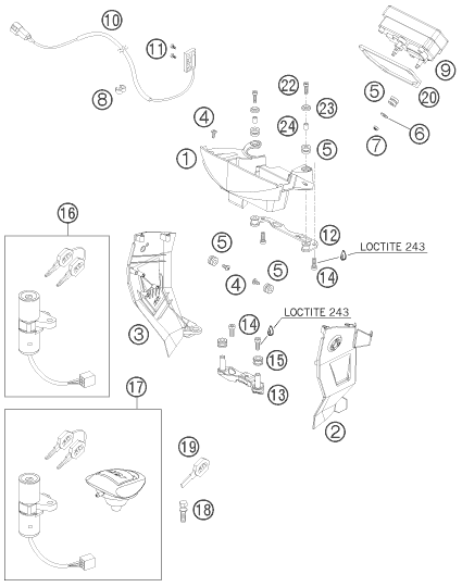 Sprängskiss: Instruments / Lock System – KTM 950 SUPER ENDURO R 2008