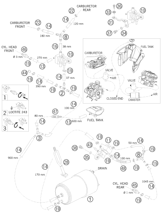 Sprängskiss: Evaporative Canister – KTM 950 SUPER ENDURO R 2008