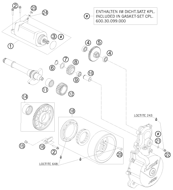 Sprängskiss: Electric Starter – KTM 990 ADVENTURE R 2010