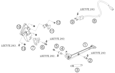 Sprängskiss: Side / Center Stand – KTM 1190 RC 8 ORANGE 2009