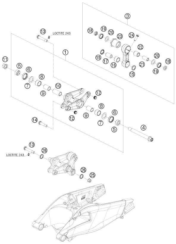 Sprängskiss: Pro Lever Linking – KTM 1190 RC 8 ORANGE 2009