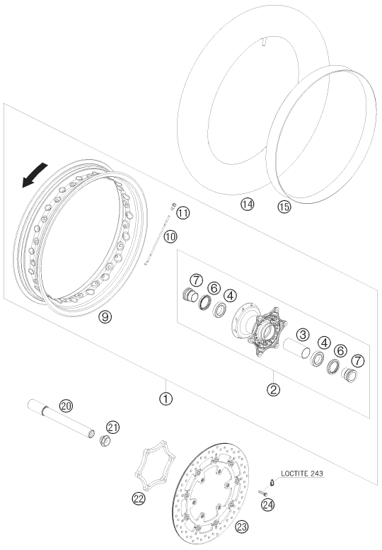 Sprängskiss: Front Wheel – KTM 690 SUPERMOTO LIM.ED 2009