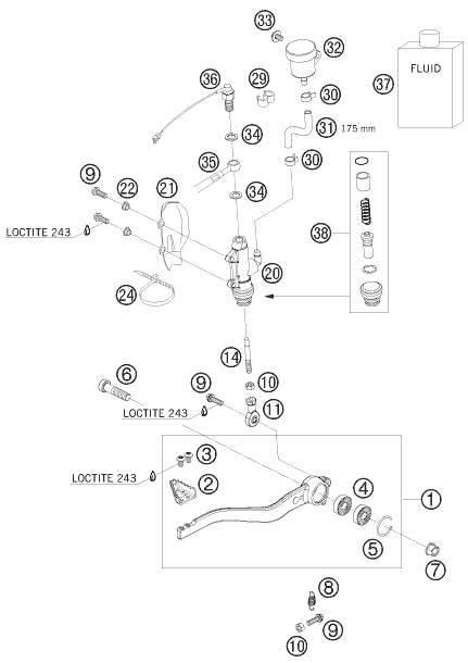 Sprängskiss: Rear Brake Control – KTM 690 DUKE WHITE 2008