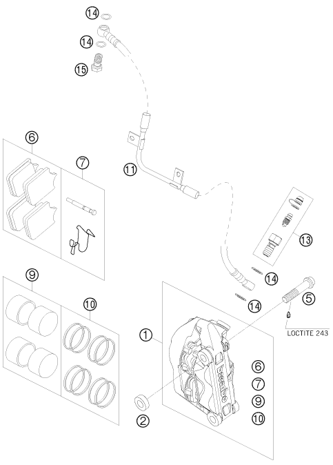 Sprängskiss: Front Brake Caliper – KTM 690 SUPERMOTO R 2008