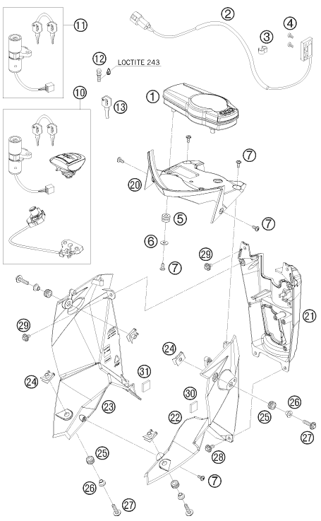 Sprängskiss: Instruments / Lock System – KTM 690 SUPERMOTO LIM.ED 2009