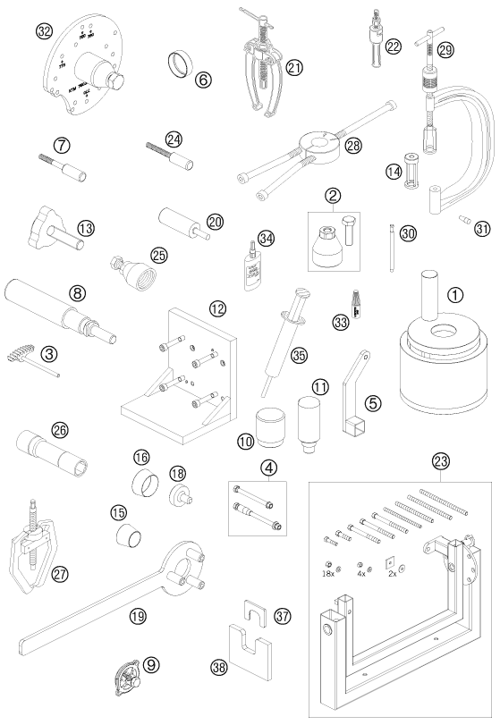 Sprängskiss: Special Tools (Engine) – KTM 690 DUKE WHITE 2008
