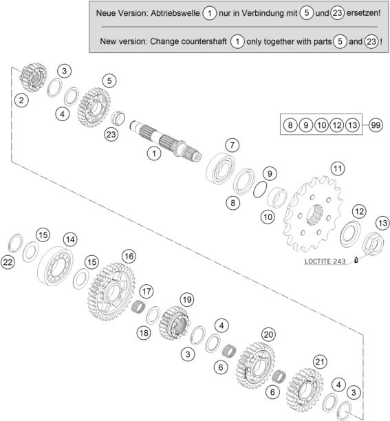 Sprängskiss: Transmission II - Countershaft – KTM 690 SMC 2008