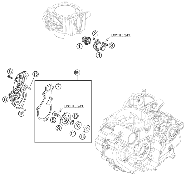 Sprängskiss: Water Pump – KTM 690 DUKE WHITE 2008