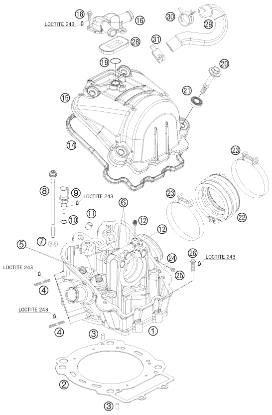 Sprängskiss: Cylinder Head – KTM 690 DUKE WHITE 2008