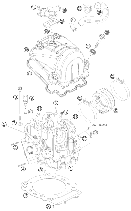 Sprängskiss: Cylinder Head – KTM 690 SUPERMOTO R 2008