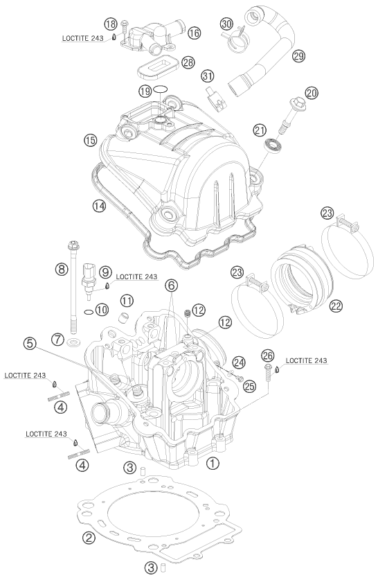 Sprängskiss: Cylinder Head – KTM 690 ENDURO 08