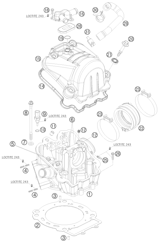 Sprängskiss: Cylinder Head – KTM 690 ENDURO 08