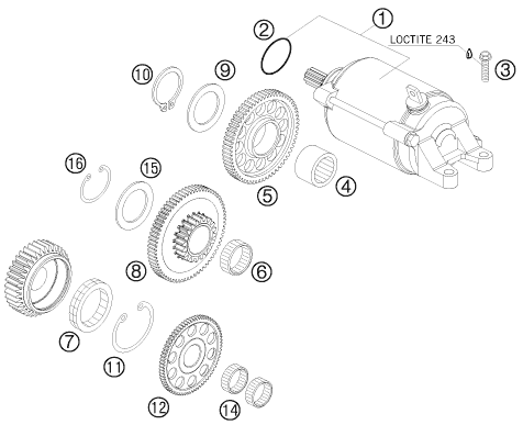 Sprängskiss: Electric Starter – KTM 690 DUKE WHITE 2008