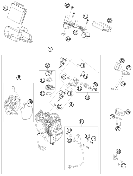Sprängskiss: Throttle Body – KTM 690 SUPERMOTO LIM.ED 2009