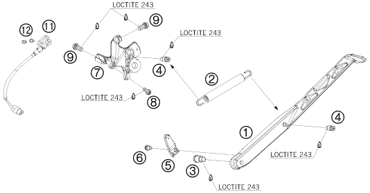 Sprängskiss: Side / Center Stand – KTM 690 DUKE WHITE 2008
