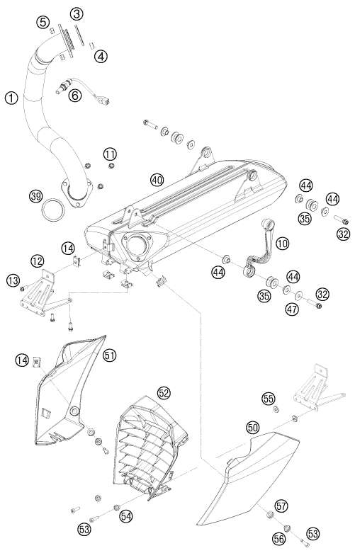 Sprängskiss: Exhaust System – KTM 690 DUKE WHITE 2008