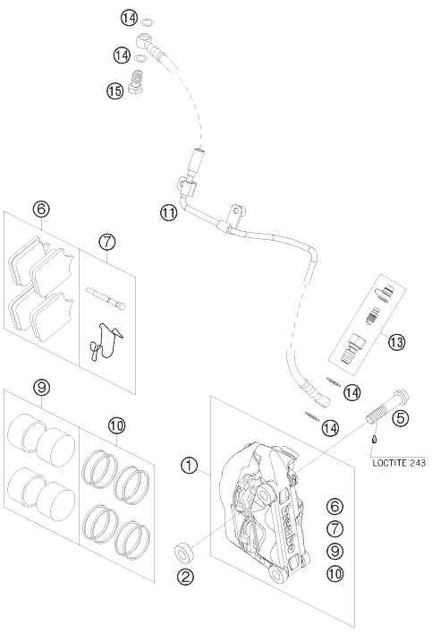 Sprängskiss: Front Brake Caliper – KTM 690 DUKE WHITE 2008