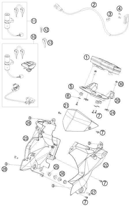 Sprängskiss: Instruments / Lock System – KTM 690 DUKE WHITE 2008