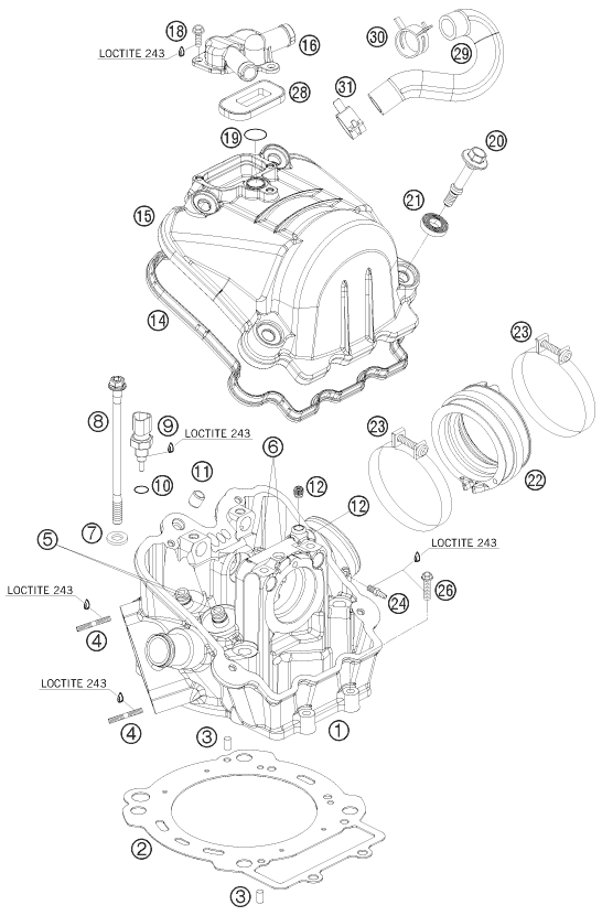 Sprängskiss: Cylinder Head – KTM 690 DUKE BLACK 2010
