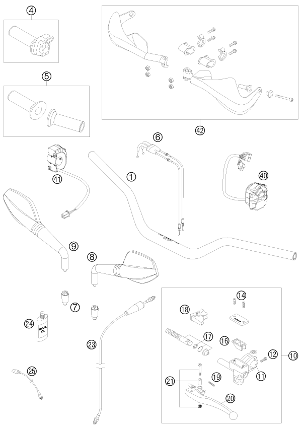 Sprängskiss: Handlebar, Controls – KTM 690 SMC 09
