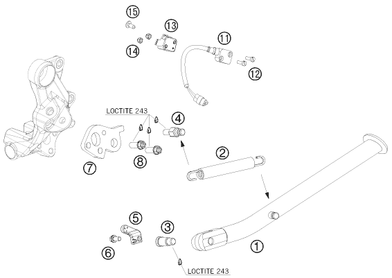 Sprängskiss: Side / Center Stand – KTM 690 ENDURO 08