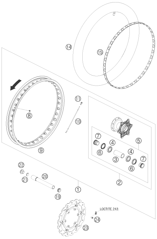 Sprängskiss: Front Wheel – KTM 690 ENDURO 08