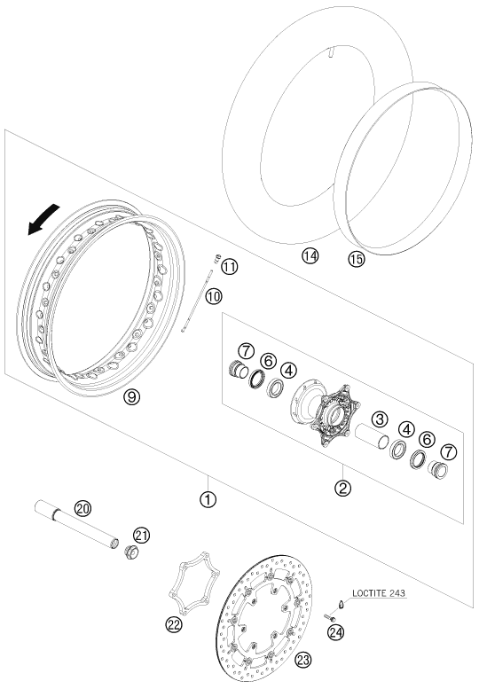 Sprängskiss: Front Wheel – KTM 690 SMC 09