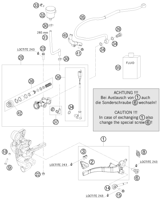 Sprängskiss: Rear Brake Control – KTM 690 ENDURO 08