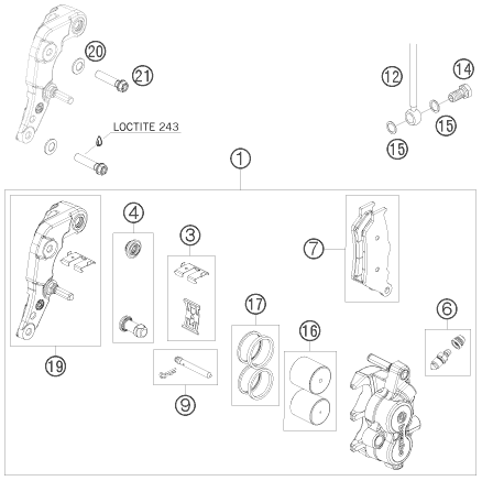 Sprängskiss: Front Brake Caliper – KTM 690 ENDURO 08