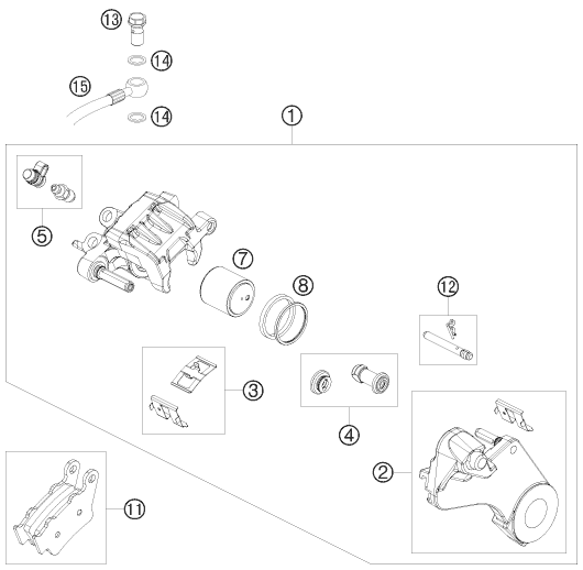 Sprängskiss: Rear Brake Caliper – KTM 690 ENDURO 08
