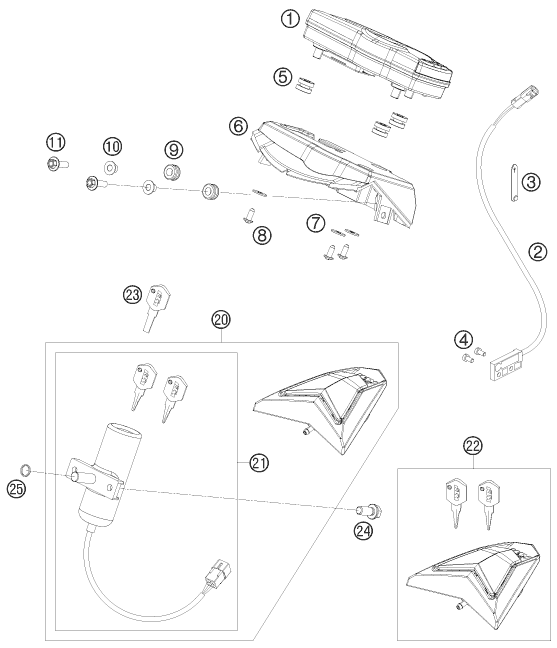 Sprängskiss: Instruments / Lock System – KTM 690 ENDURO 08