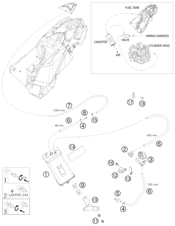 Sprängskiss: Evaporative Canister – KTM 690 ENDURO 08