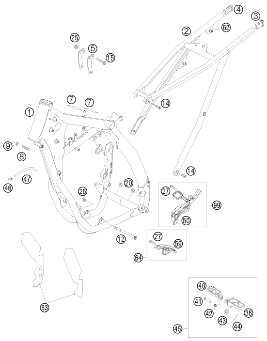 Sprängskiss: Frame – KTM 250 SX-F 2008
